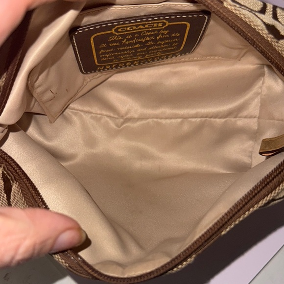 Vtg COACH signature canvas brown/gold fabric Y2K Demi mini bag 40024 - Picture 3 of 9